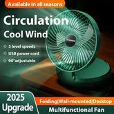 Portable Folding Fan USB Rechargeable Telescopic -3 Speeds Adjustable speed and Height Fan